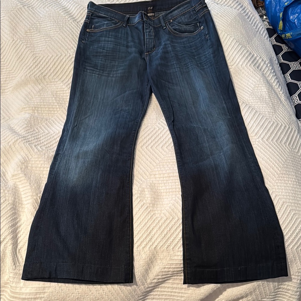 COH - Blue Flare Wide Leg Jeans with Vintage Fading